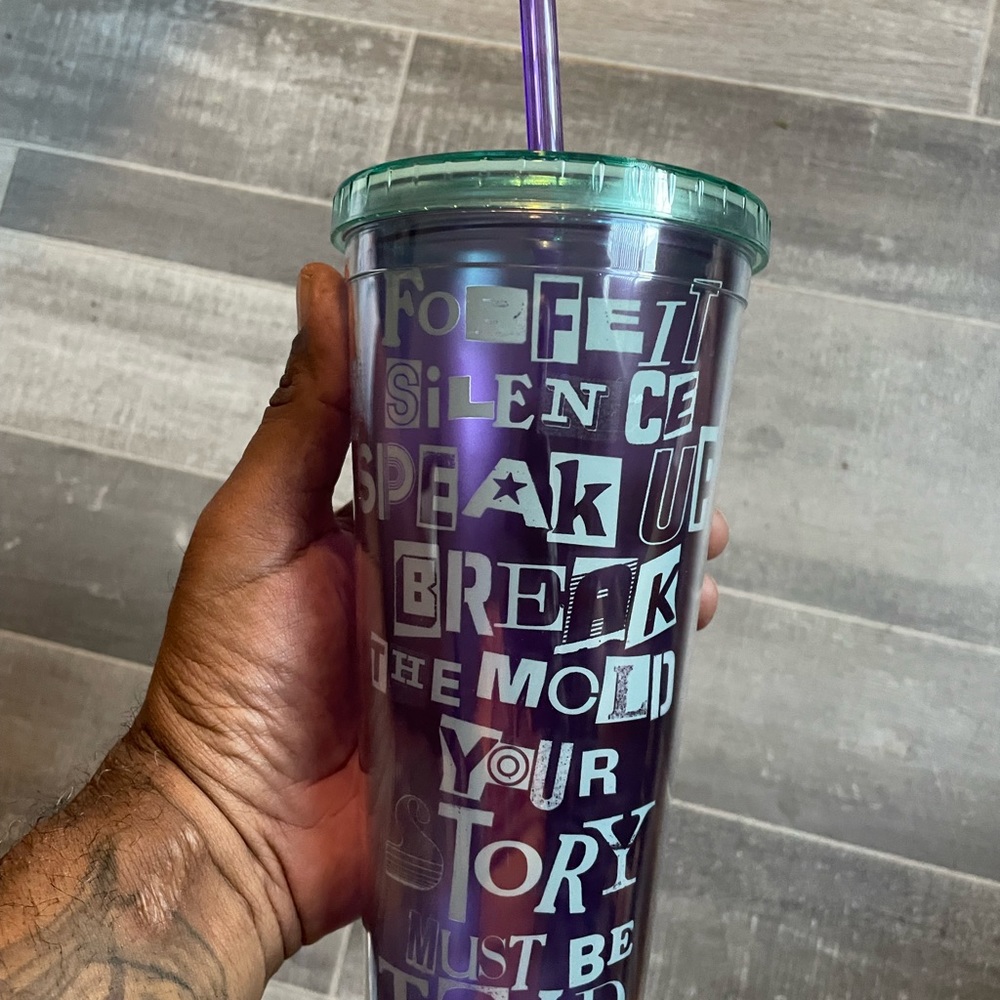 Discontinued Purple Target LGBTQ Tumbler, quote